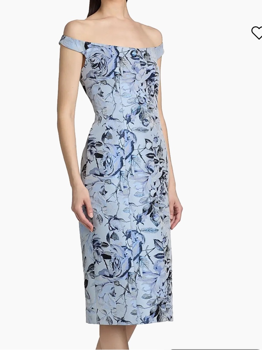Milly Mel Flower Jacquard Off-Shoulder Midi Dress
